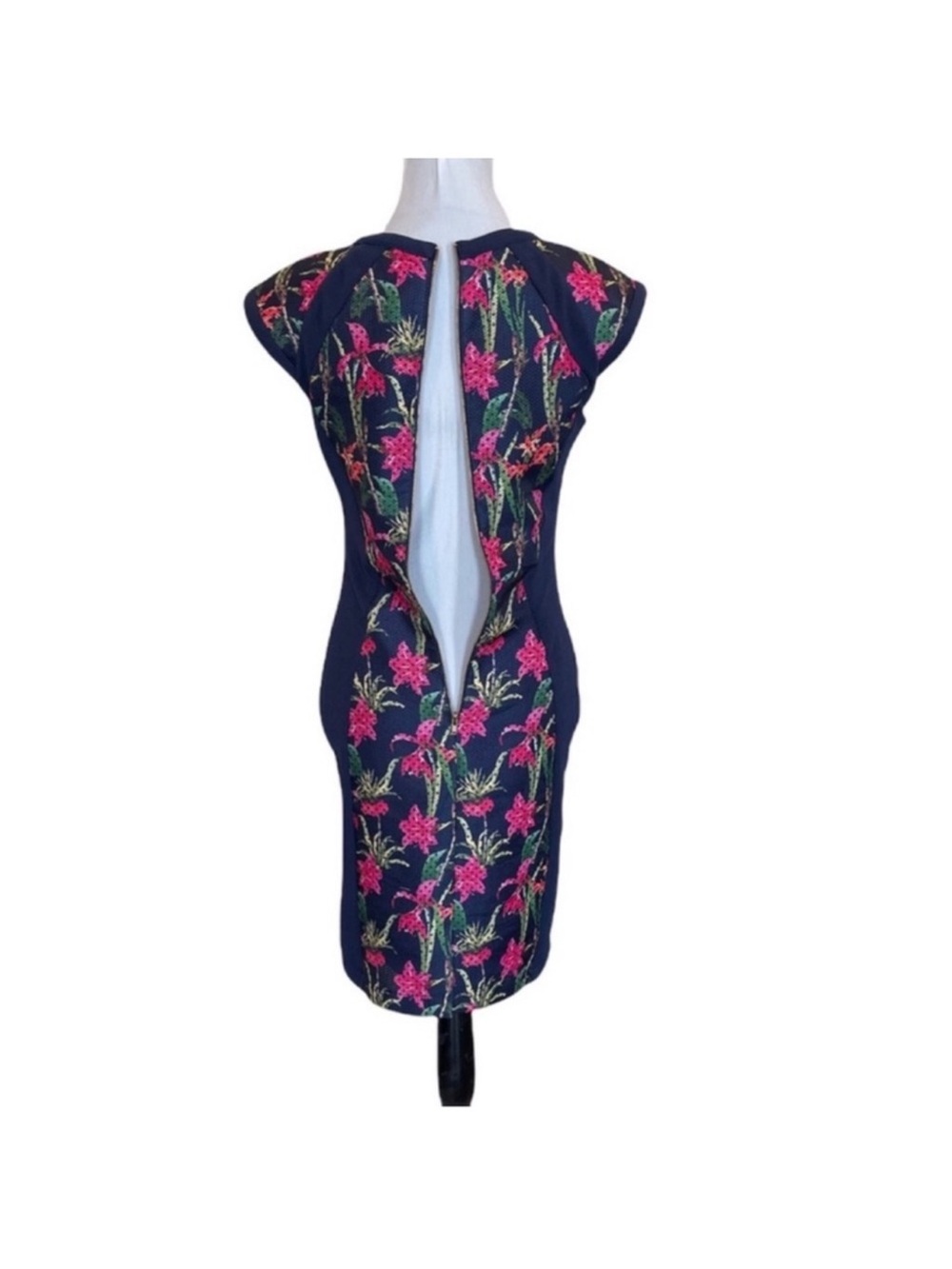 Pink Martini the tropical dress shortsleeved floral print navy dress size small - Picture 9 of 16